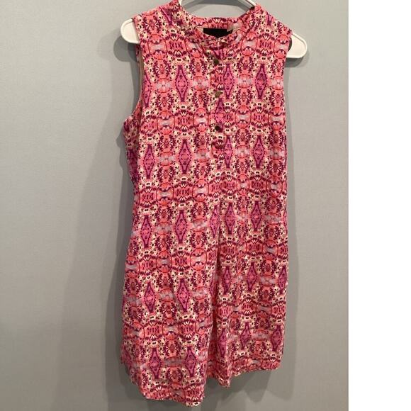 Cynthia Rowley Womens Linen Shirt Dress Size 6 Pink Classic Preppy Beachy Career - Picture 1 of 9